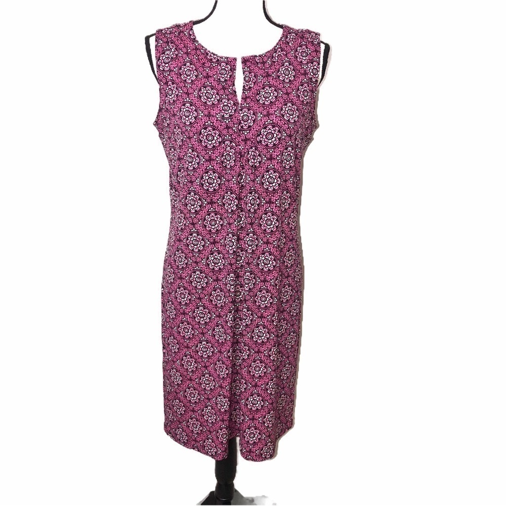 Nine West Size Medium Dress Shift Sleeveless Pink Black Slinky Stretch